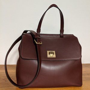 Michaela Barri Leather Handbag Oxblood